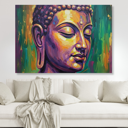 Buddha Art Green & Gold Wall Art Canvas Print