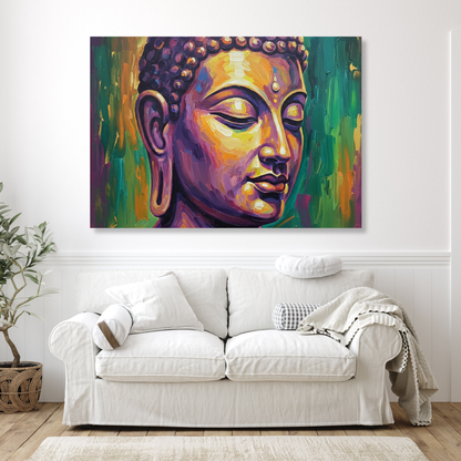 Buddha Art Green & Gold Wall Art Canvas Print