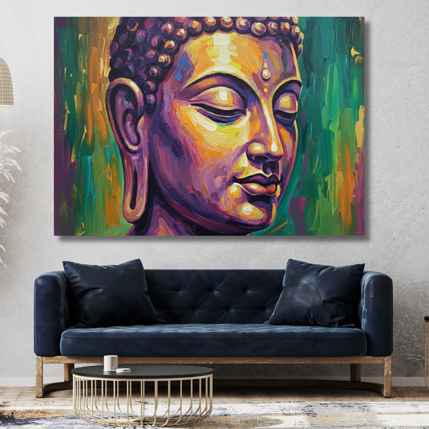 Buddha Art Green & Gold Wall Art Canvas Print