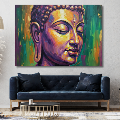 Buddha Art Green & Gold Wall Art Canvas Print