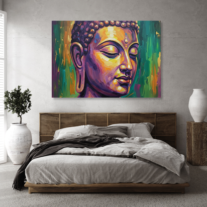 Buddha Art Green & Gold Wall Art Canvas Print