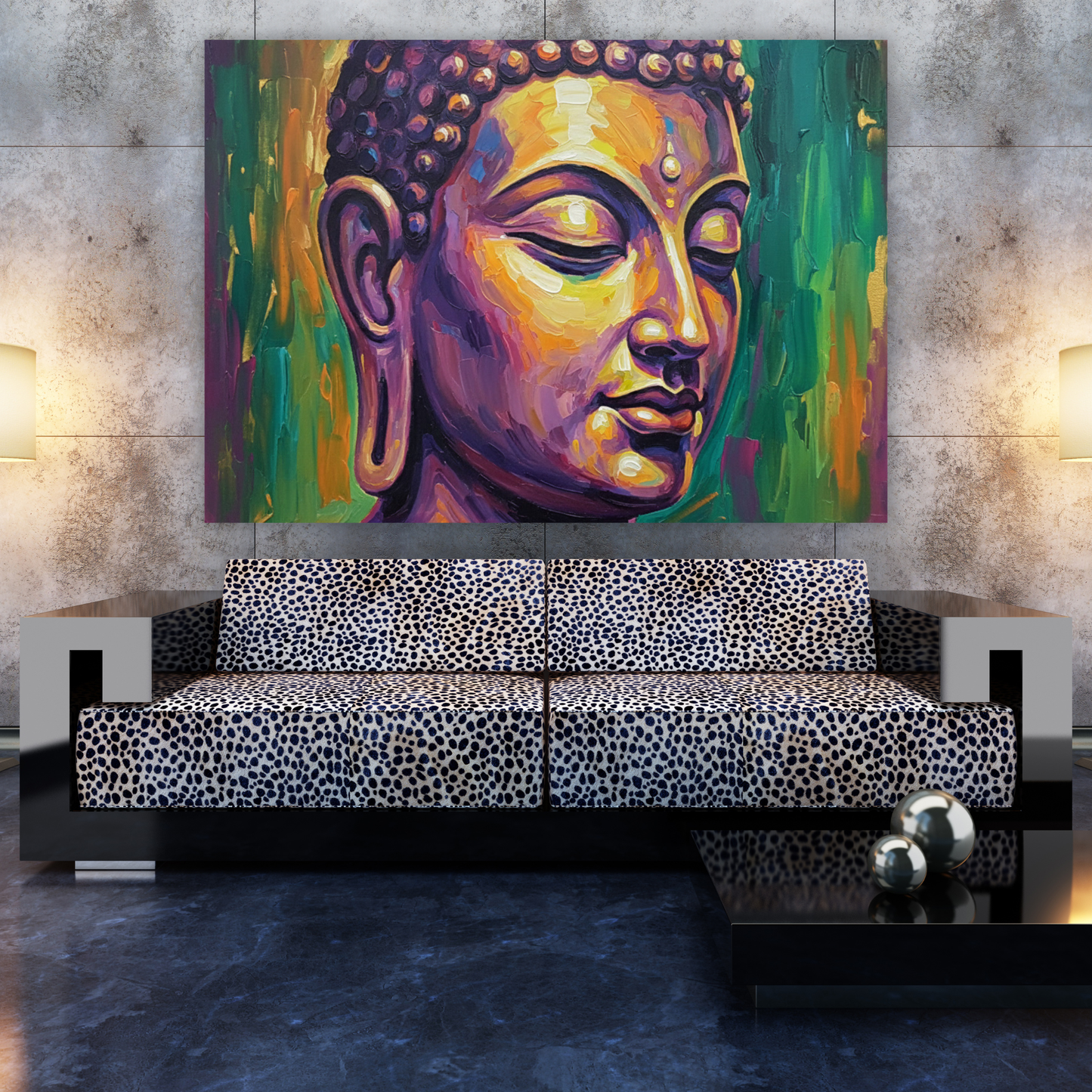 Buddha Art Green & Gold Wall Art Canvas Print
