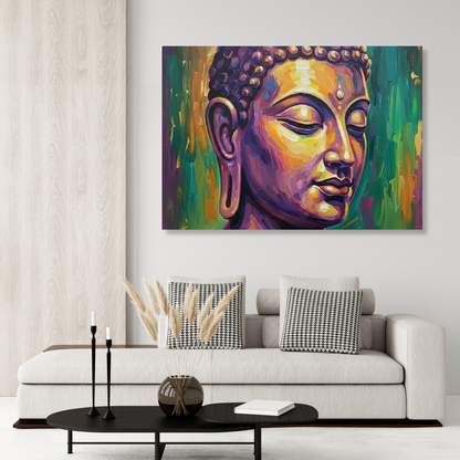 Buddha Art Green & Gold Wall Art Canvas Print