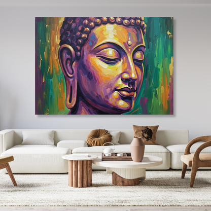 Buddha Art Green & Gold Wall Art Canvas Print