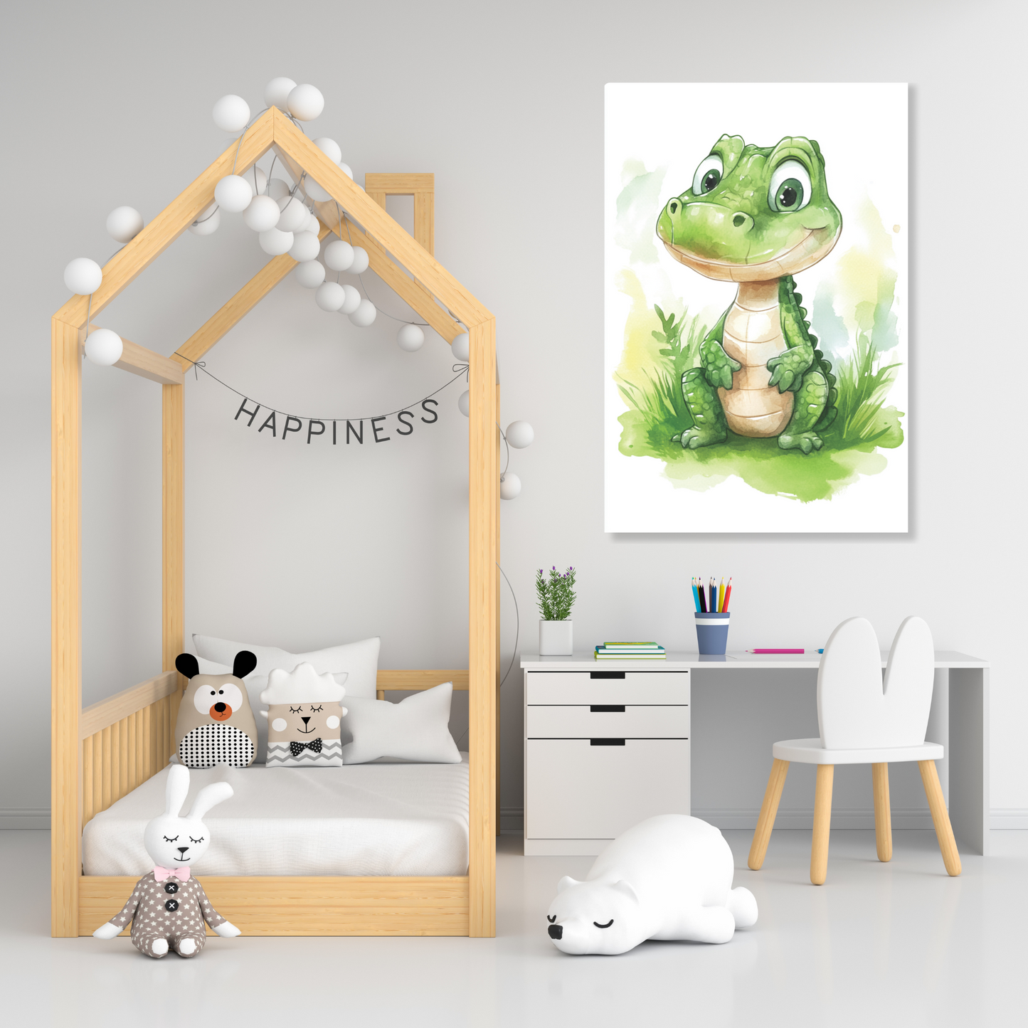 Calvin Crocodile Canvas Wall Art Print
