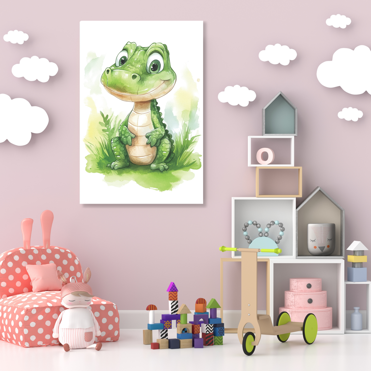 Calvin Crocodile Canvas Wall Art Print