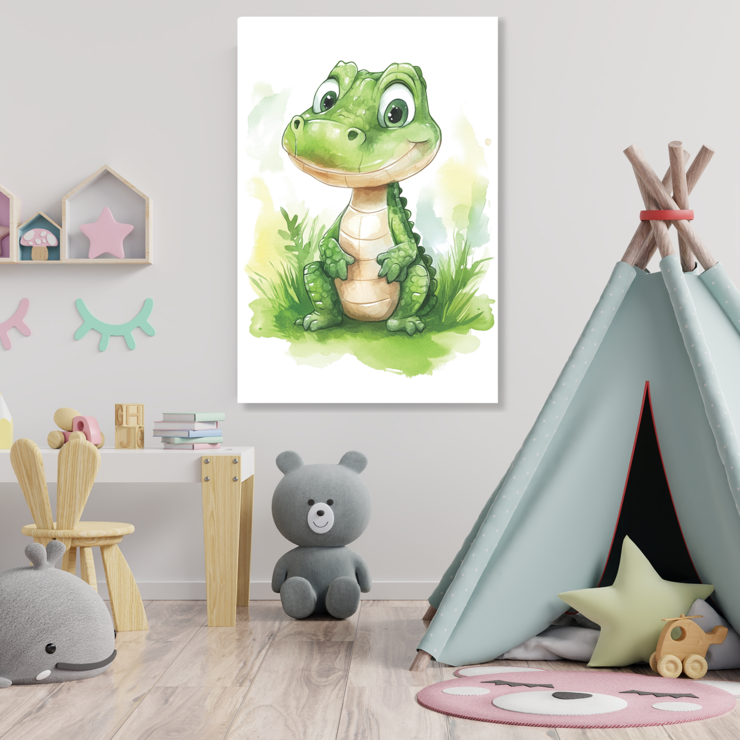 Calvin Crocodile Canvas Wall Art Print