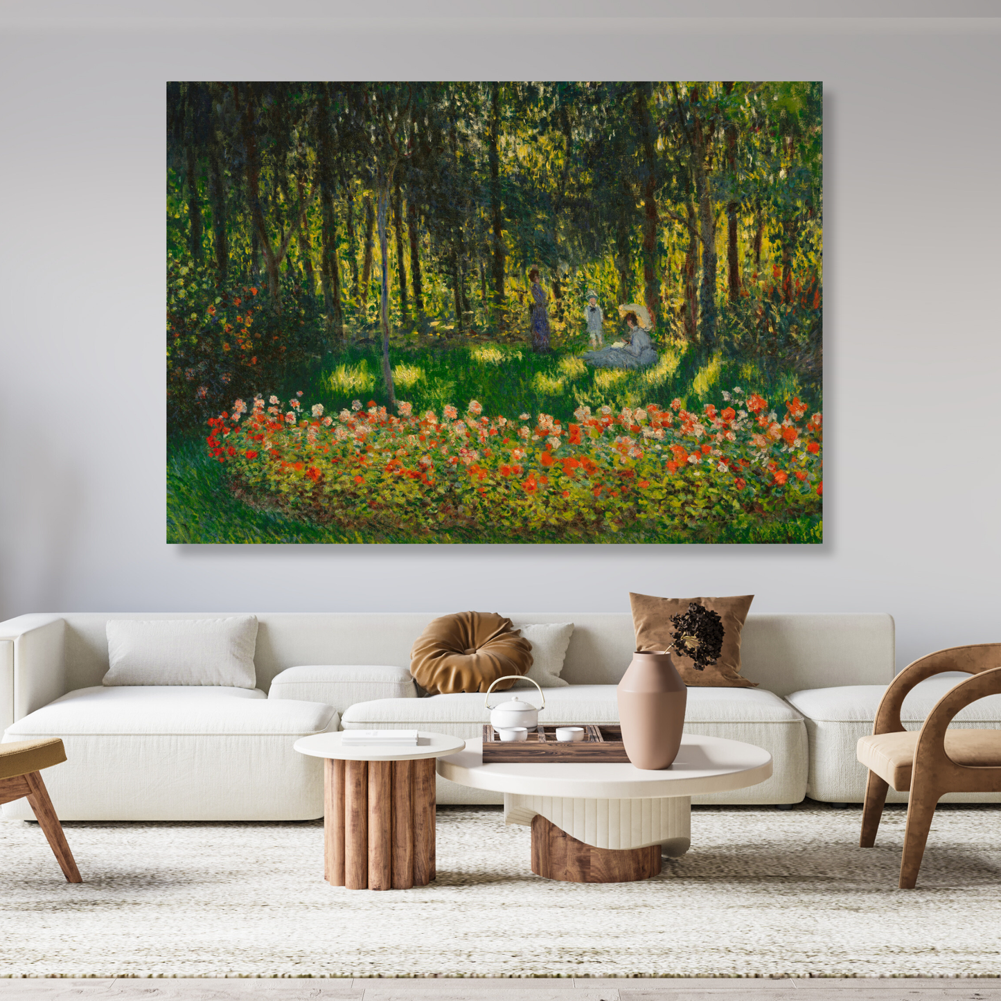 Claude Monet - Au Jardin (The Artists Family In The Garden) Wall Art Canvas Print