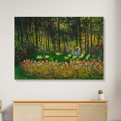 Claude Monet - Au Jardin (The Artists Family In The Garden) Wall Art Canvas Print