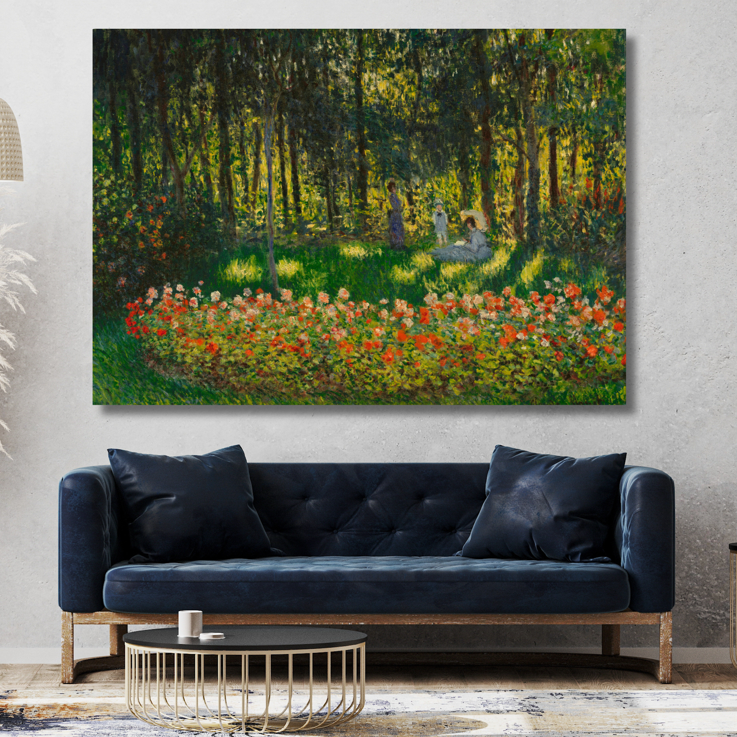 Claude Monet - Au Jardin (The Artists Family In The Garden) Wall Art Canvas Print