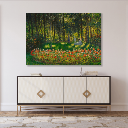 Claude Monet - Au Jardin (The Artists Family In The Garden) Wall Art Canvas Print