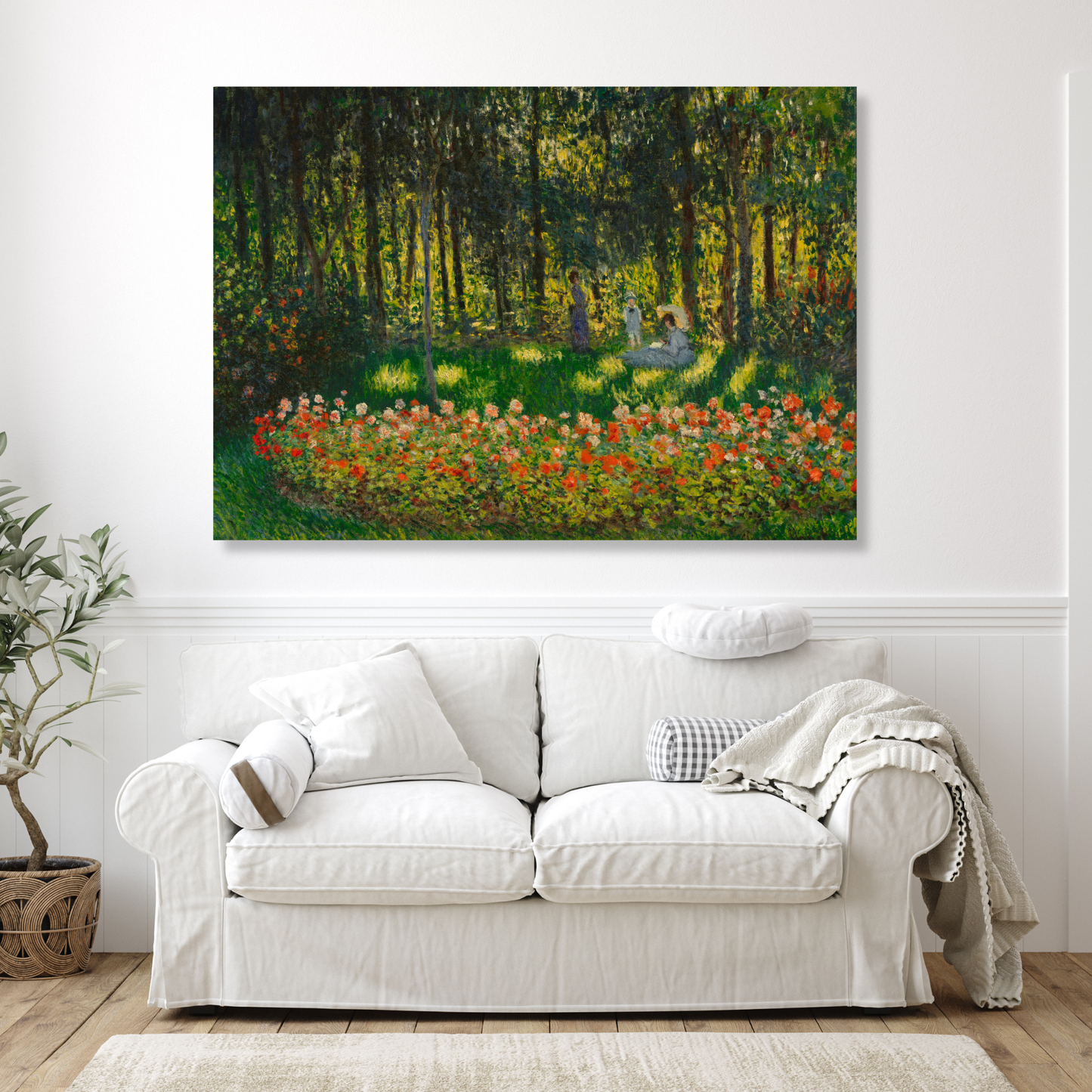 Claude Monet - Au Jardin (The Artists Family In The Garden) Wall Art Canvas Print