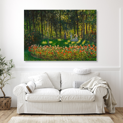 Claude Monet - Au Jardin (The Artists Family In The Garden) Wall Art Canvas Print