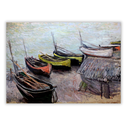 Claude Monet - Boats on the Beach at Etretat Wall Art Canvas Print