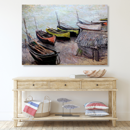 Claude Monet - Boats on the Beach at Etretat Wall Art Canvas Print