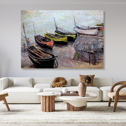 Claude Monet - Boats on the Beach at Etretat Wall Art Canvas Print