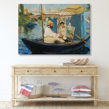 Claude Monet - The Studio Boat Wall Art Canvas Print