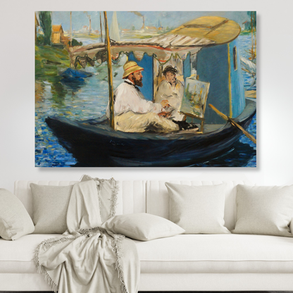 Claude Monet - The Studio Boat Wall Art Canvas Print