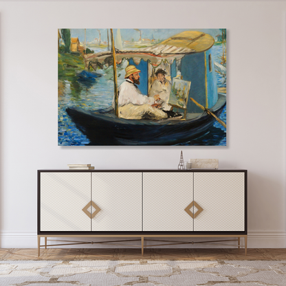 Claude Monet - The Studio Boat Wall Art Canvas Print