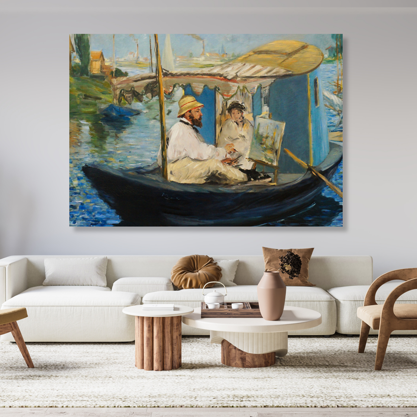 Claude Monet - The Studio Boat Wall Art Canvas Print