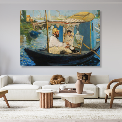 Claude Monet - The Studio Boat Wall Art Canvas Print