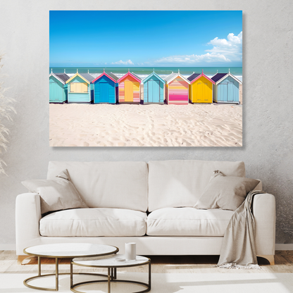 Colourful Beach Houses Wall Art Canvas Print