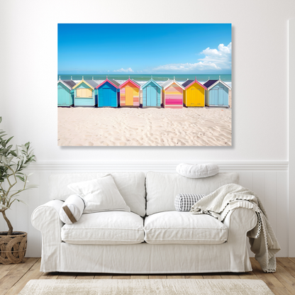 Colourful Beach Houses Wall Art Canvas Print