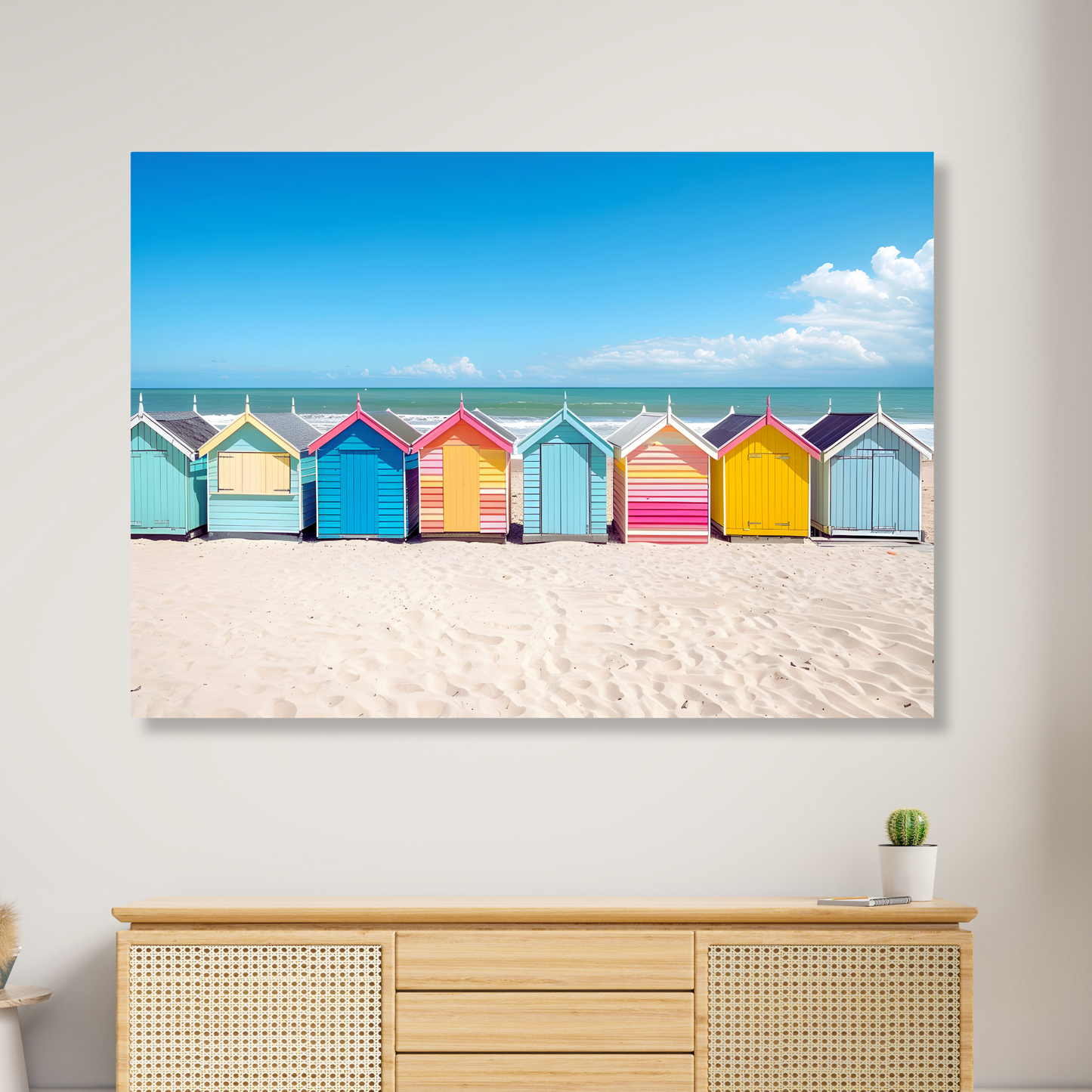 Colourful Beach Houses Wall Art Canvas Print