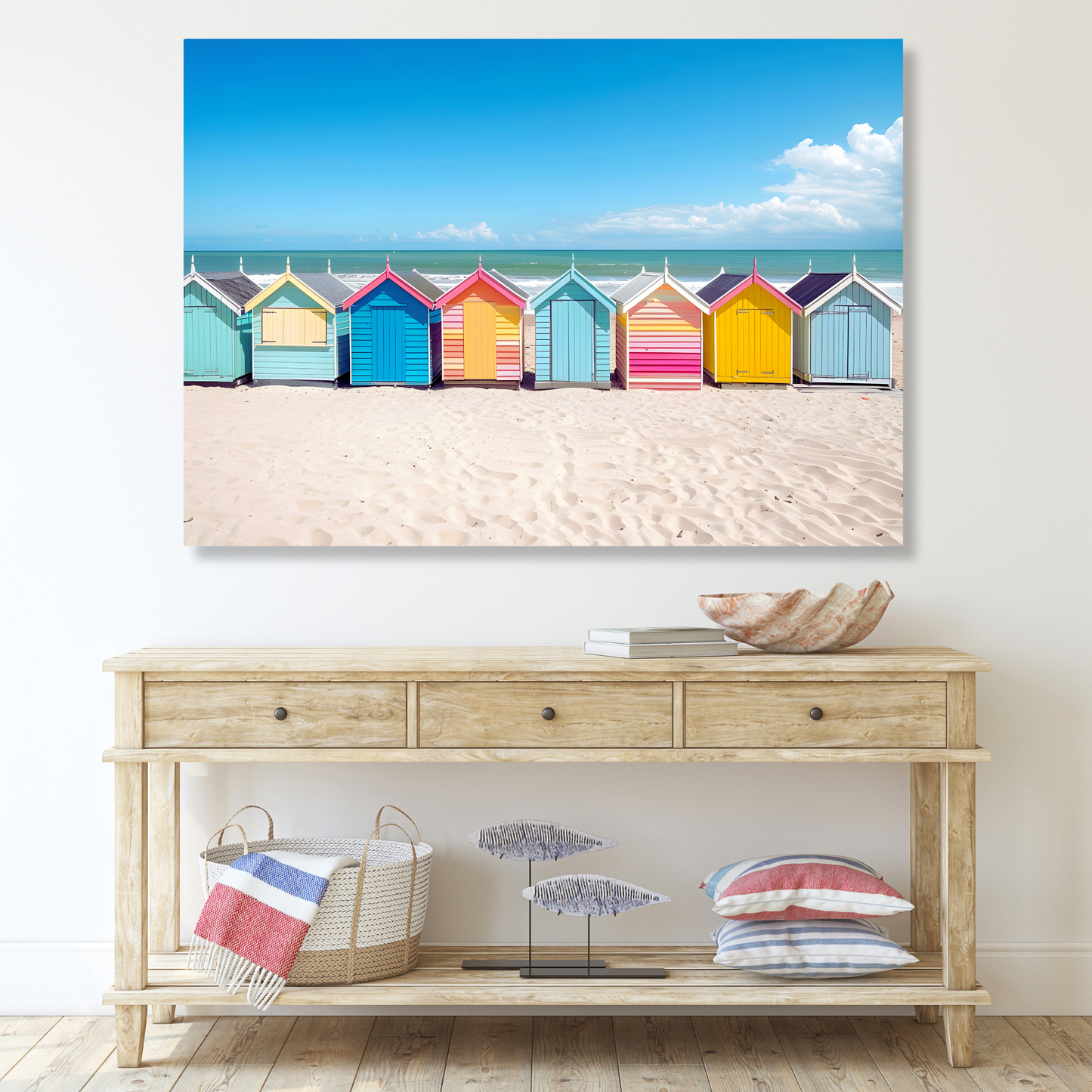 Colourful Beach Houses Wall Art Canvas Print