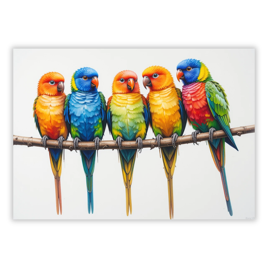 Lorikeets On A Branch Wall Art Canvas Print