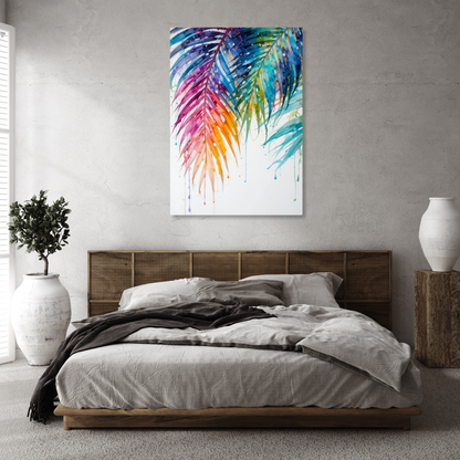 Colourful Palm Leaves Wall Art Canvas Print