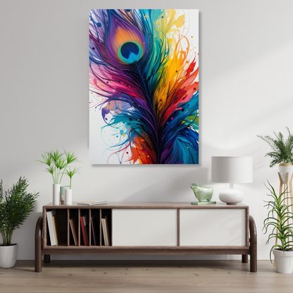 Colourful Peacock Feathers Wall Art Canvas Print