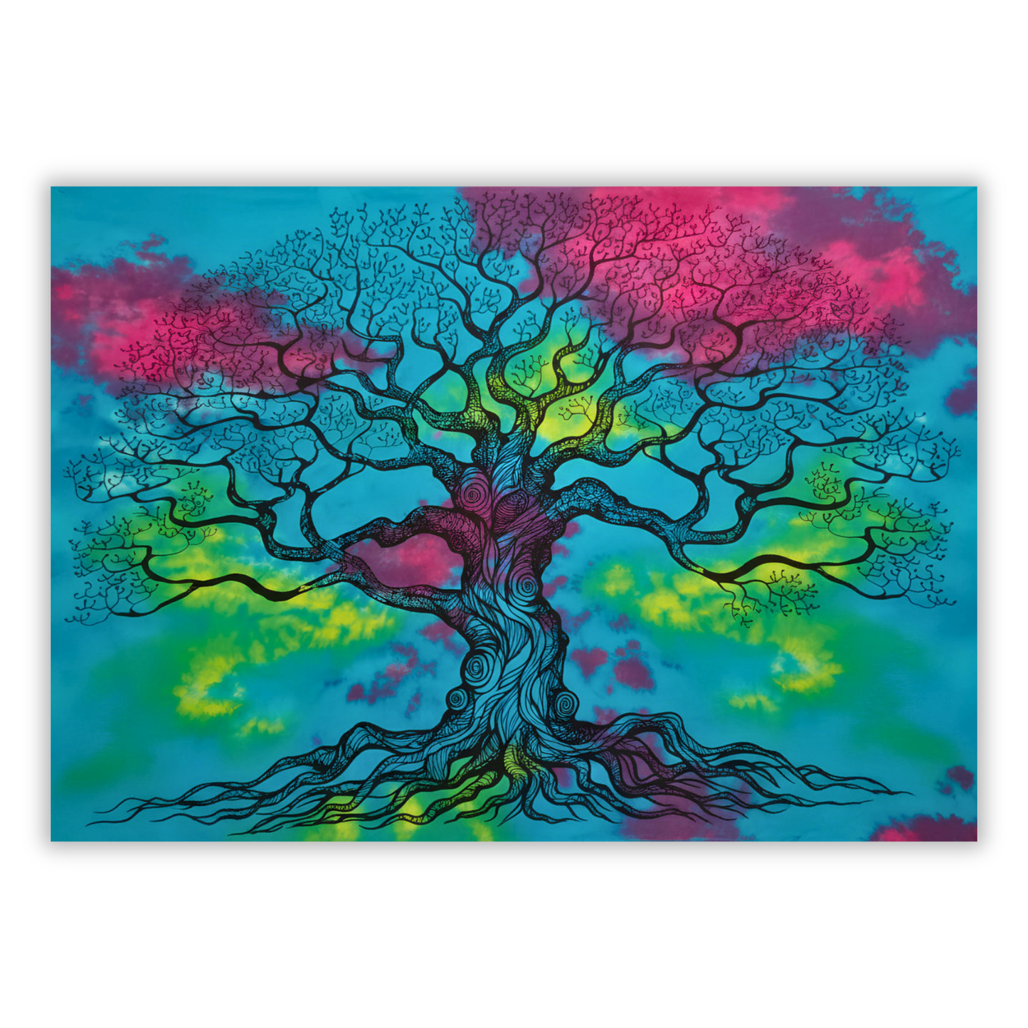 Colourful Tie Dye Tree of Life Wall Art Canvas Print