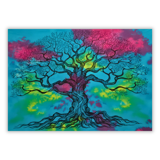 Colourful Tie Dye Tree of Life Wall Art Canvas Print