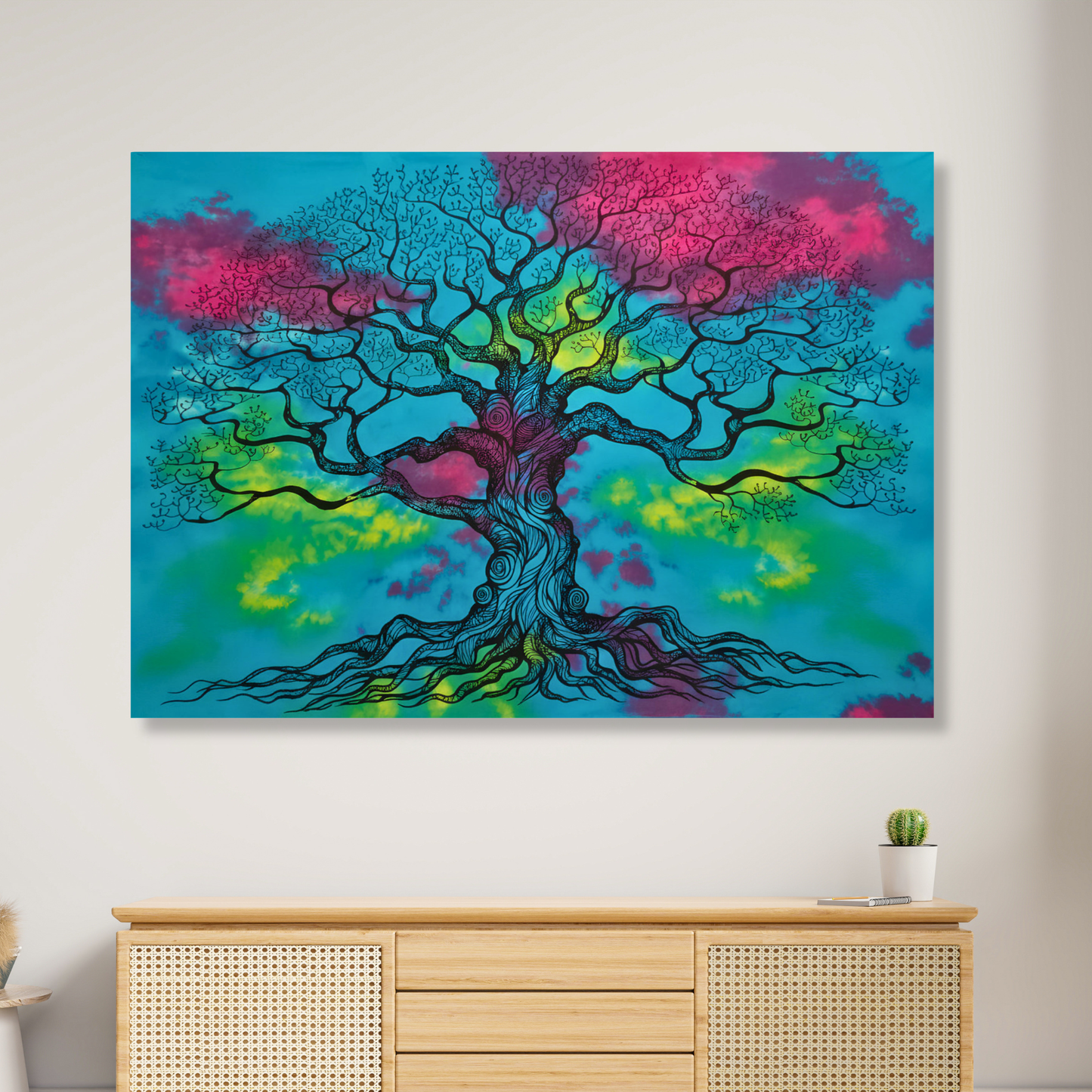 Colourful Tie Dye Tree of Life Wall Art Canvas Print