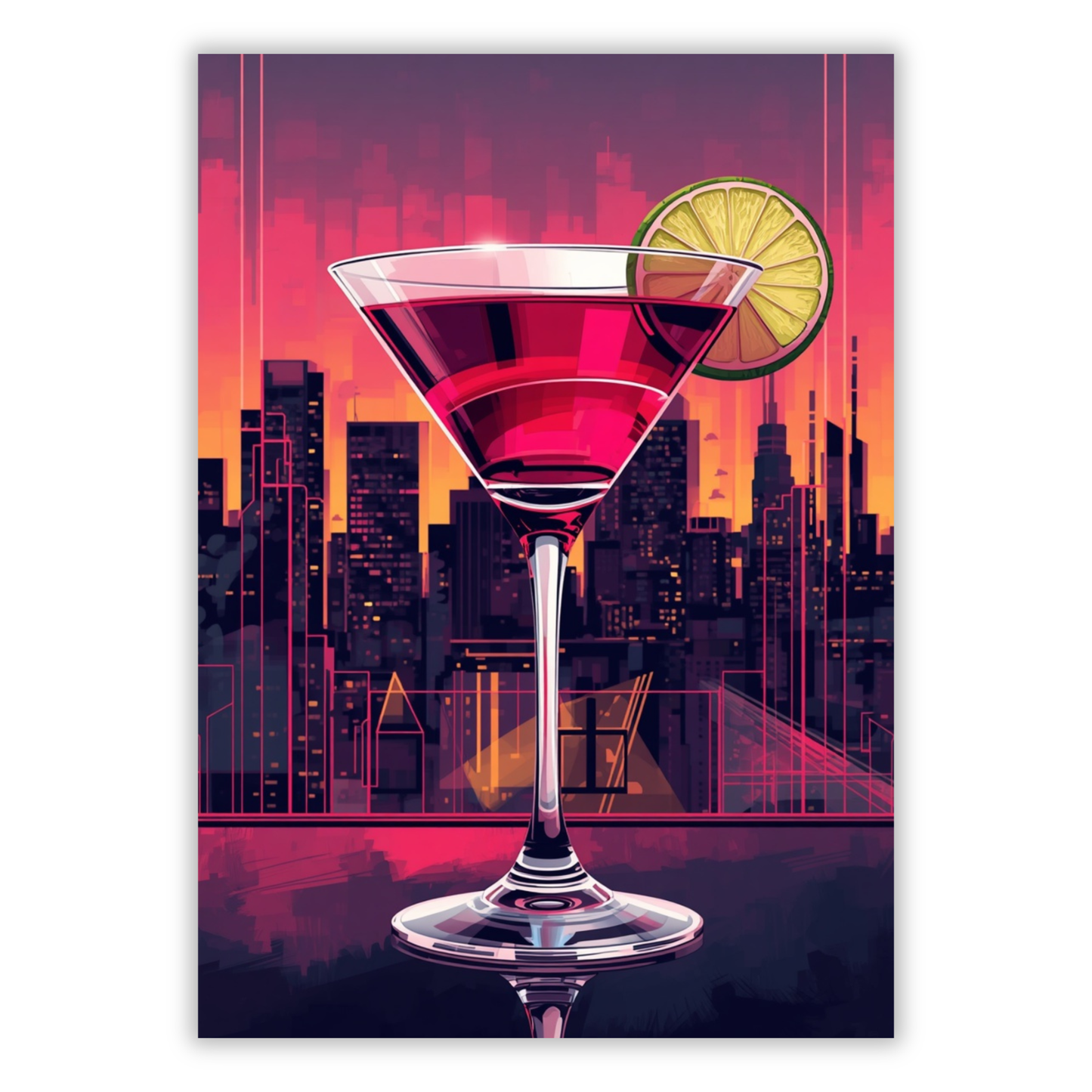 Cosmopolitan In The City Cocktail Wall Art Canvas Print