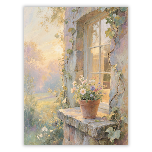Country Cottage Flowers Wall Art Canvas Print