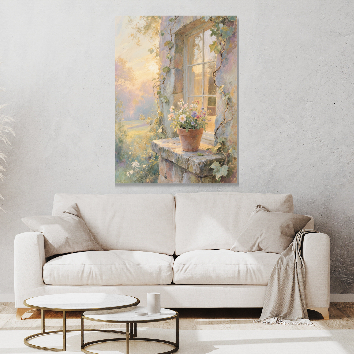 Country Cottage Flowers Wall Art Canvas Print