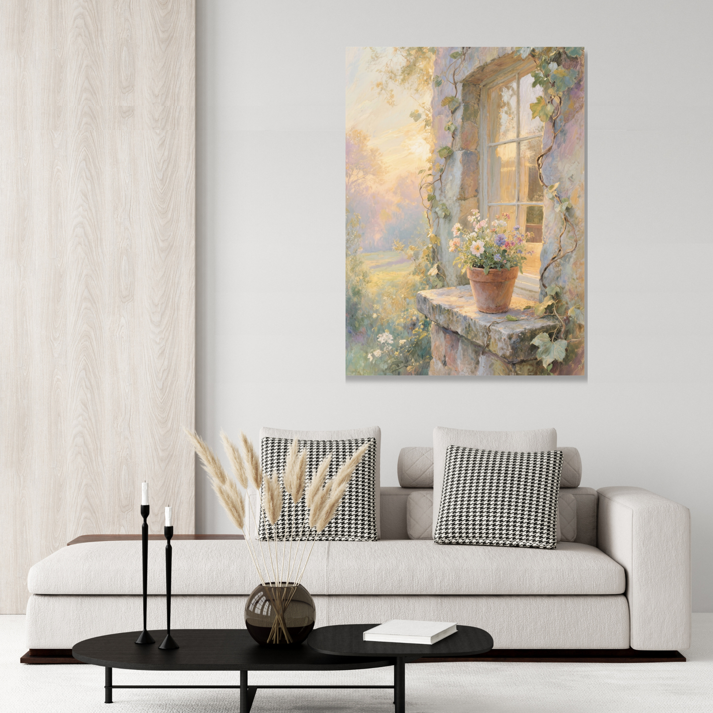 Country Cottage Flowers Wall Art Canvas Print