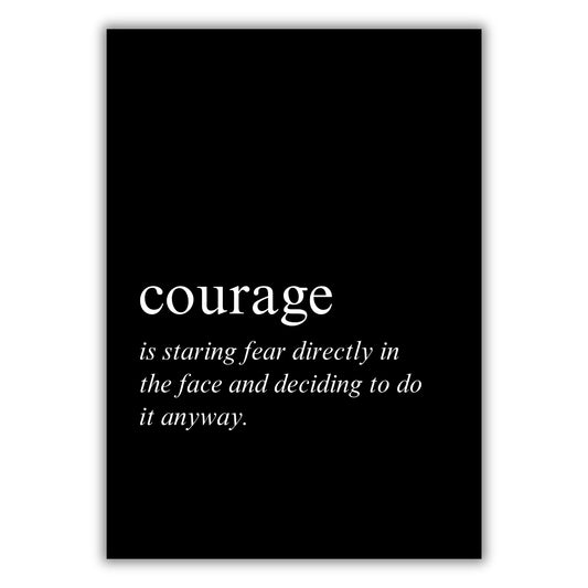 Courage on Black Inspirational Wall Art Canvas Print