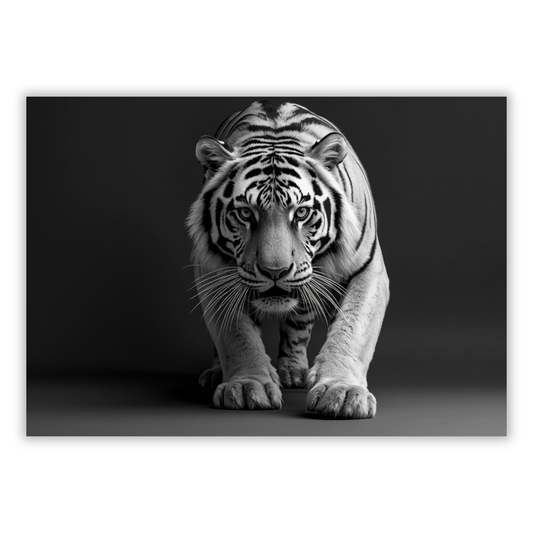 Black & White Creeping Tiger Wall Art Canvas Print