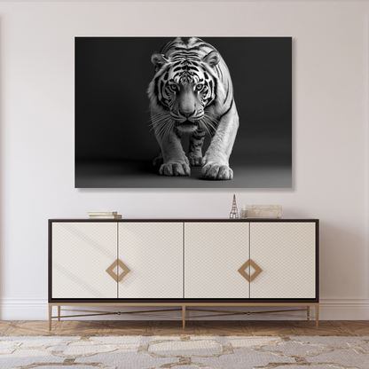 Black & White Creeping Tiger Wall Art Canvas Print