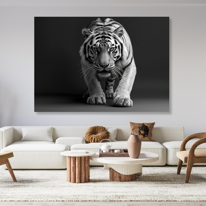 Black & White Creeping Tiger Wall Art Canvas Print