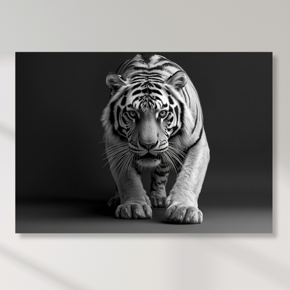 Black & White Creeping Tiger Wall Art Canvas Print