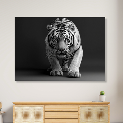 Black & White Creeping Tiger Wall Art Canvas Print