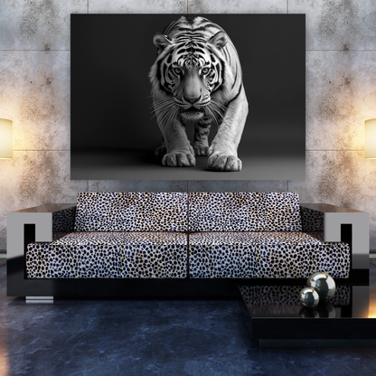 Black & White Creeping Tiger Wall Art Canvas Print