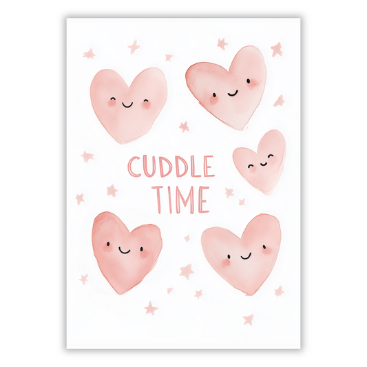 Cuddle Time Hearts Canvas Wall Art Print