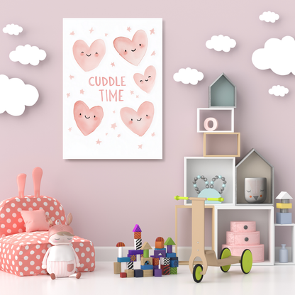 Cuddle Time Hearts Canvas Wall Art Print