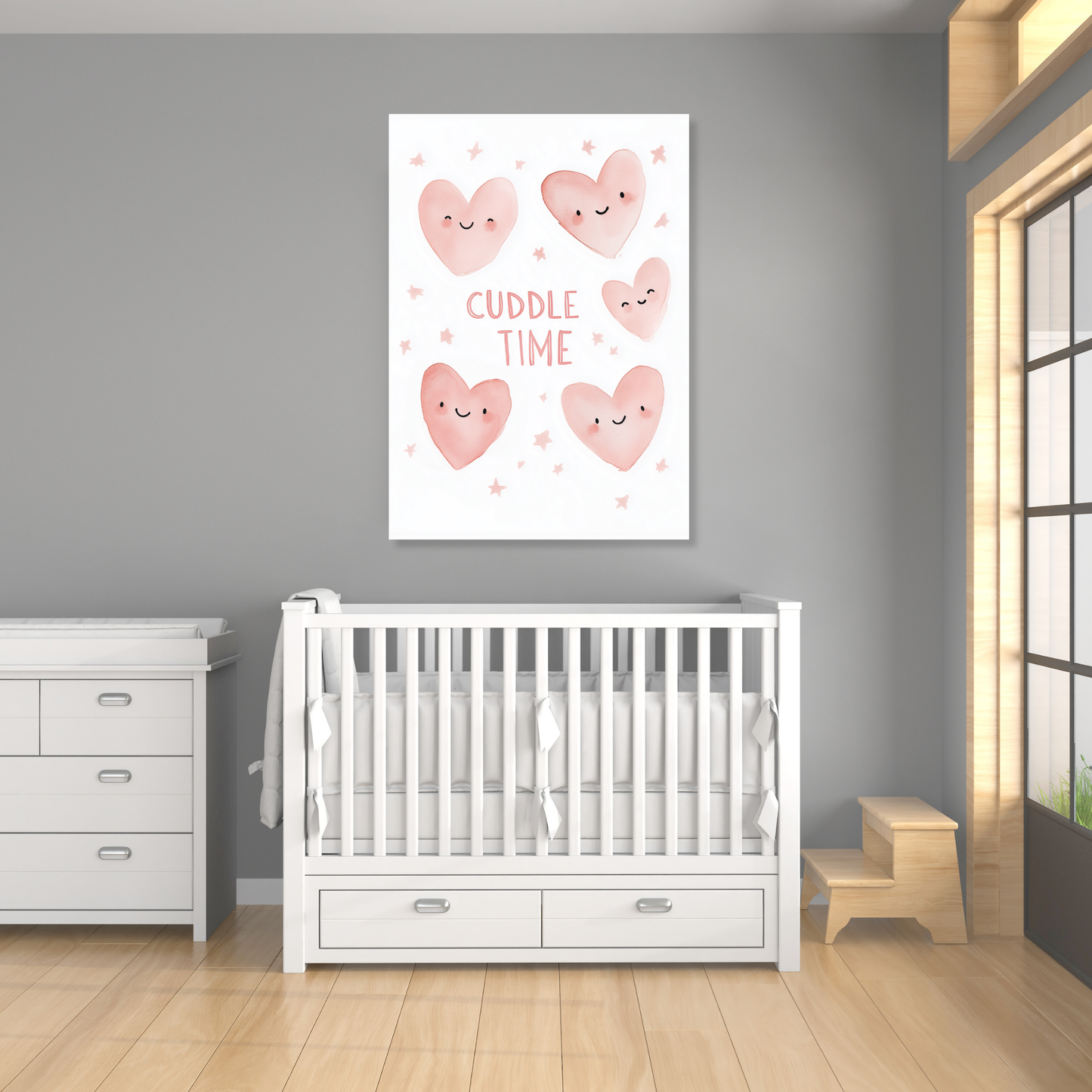 Cuddle Time Hearts Canvas Wall Art Print