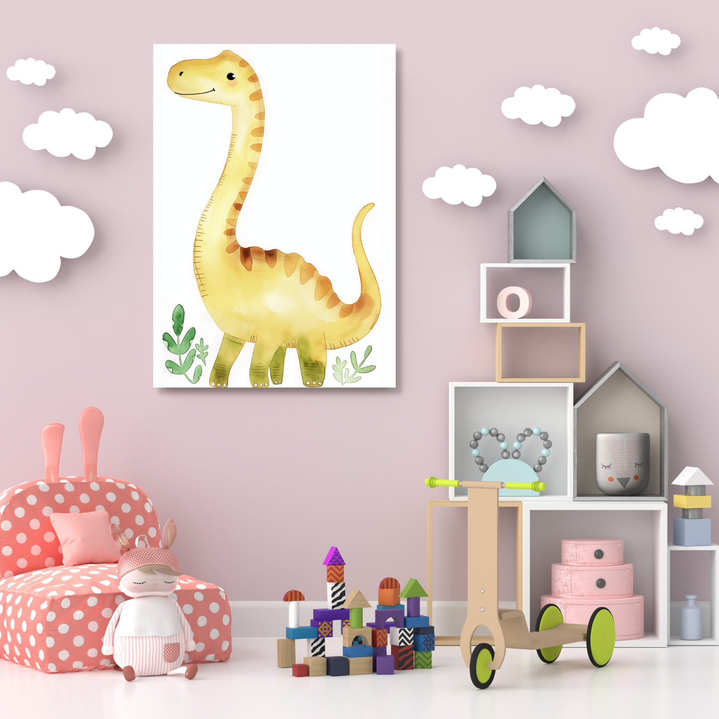 Daphne Dinosaur Canvas Wall Art Print